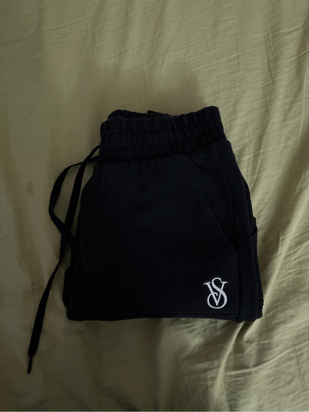 Victoria's Secret Black Men's Athletic Drawstring Shorts with White VS Logo
